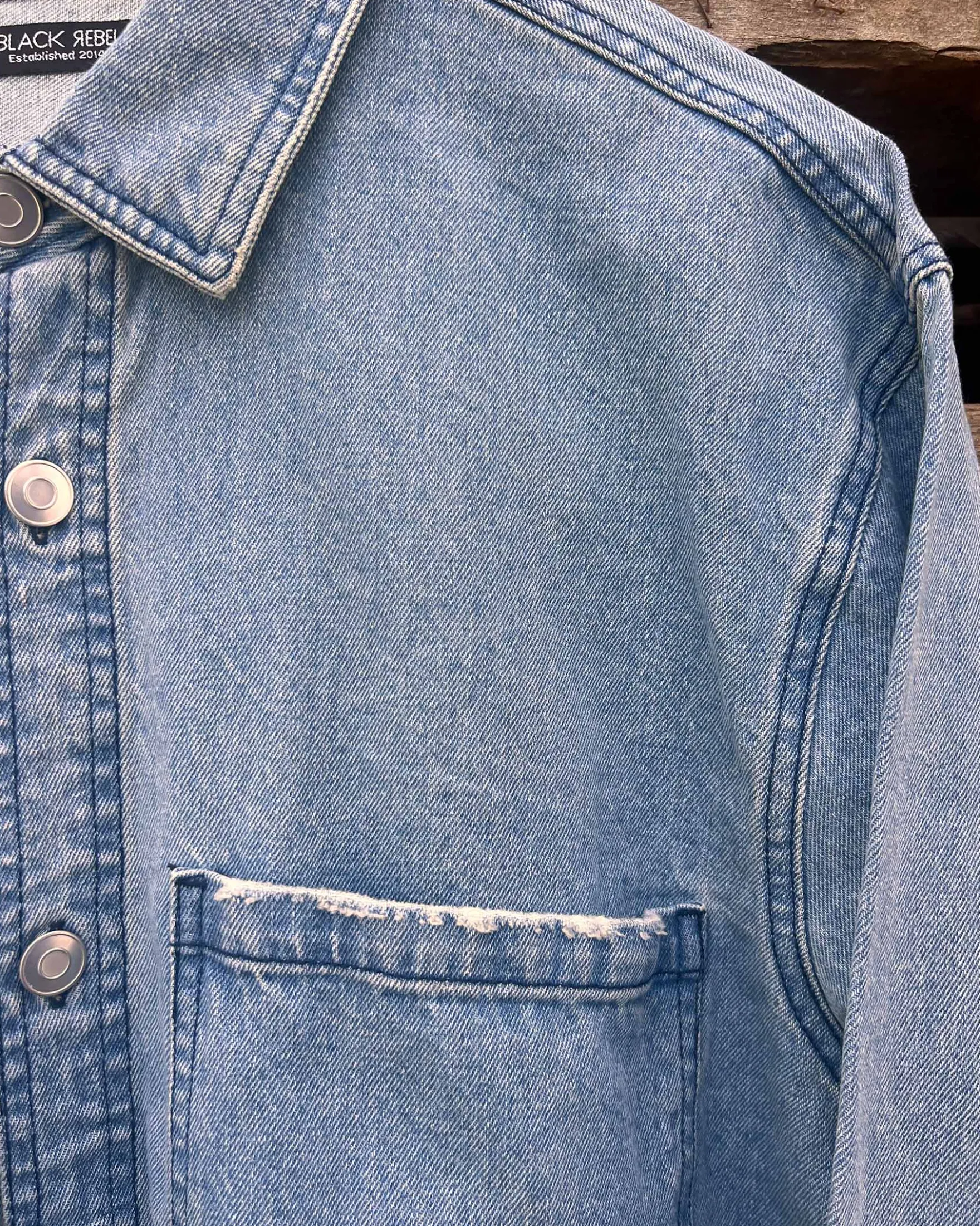 Denim destroyed overshirt