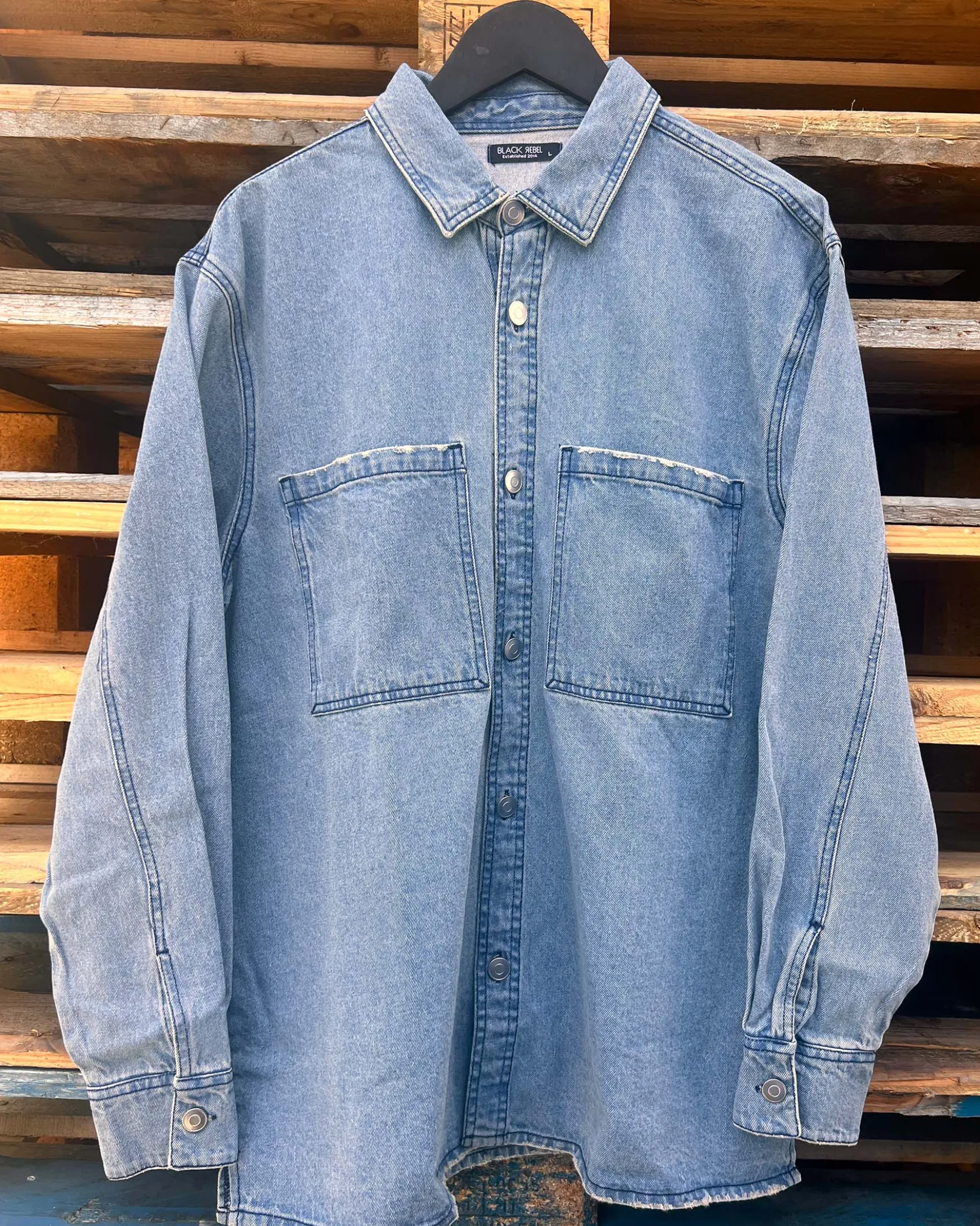 Denim destroyed overshirt