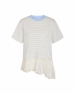 NMEMBER SS STRIPE LACE TOP