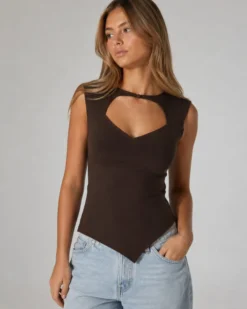 OBJLINA S/L CUT OUT O-NECK TOP