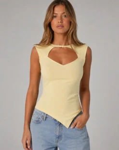 OBJLINA S/L CUT OUT O-NECK TOP
