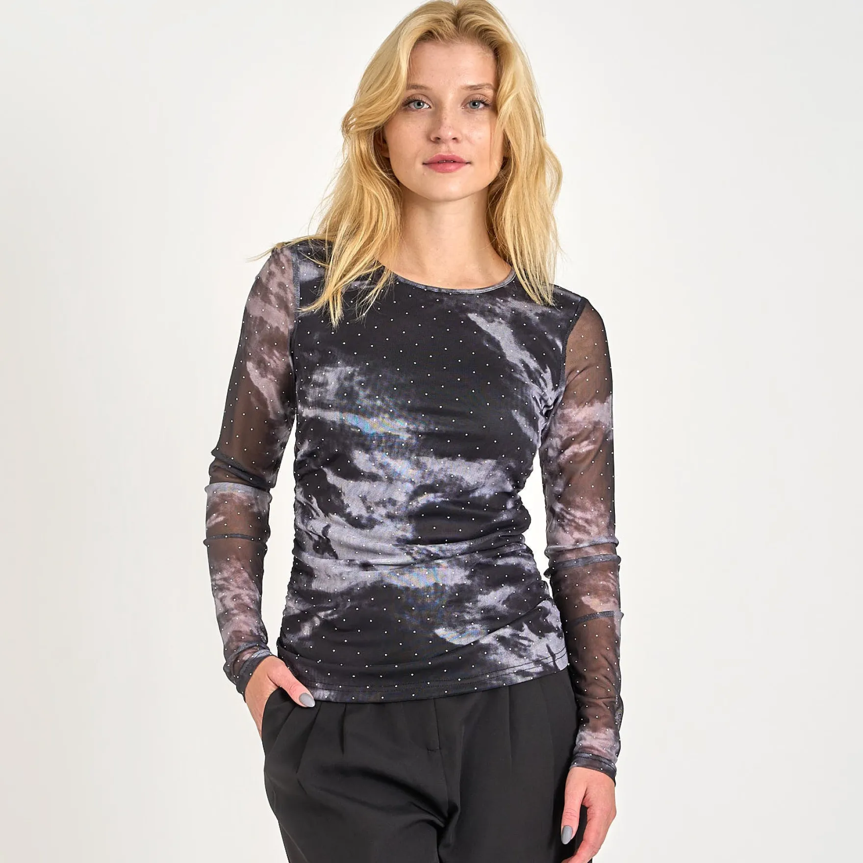 Opal mesh print blouse