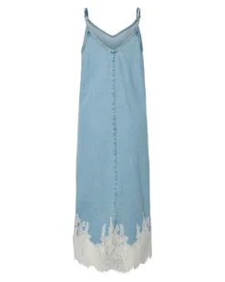 PCFENI LACE DENIM MIDI DRESS