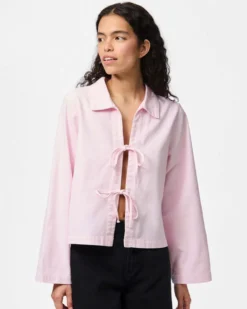 PCFLORA DENIM TIE BLOUSE