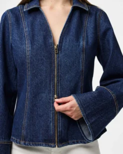 PCFLORA LS FITTED DENIM TOP