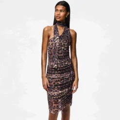 Pcnalle sl halterneck mesh dress