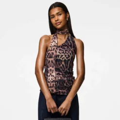 Pcnalle sl halterneck mesh top