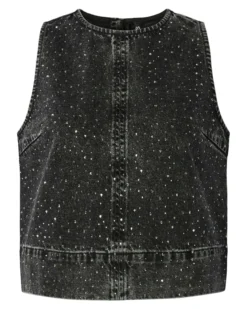 Pcnoel sl o-neck denim top