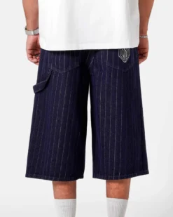 STRIPED DENIM BAGGY SHORT