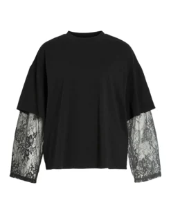 VIABIA LACE SLEEVE T-SHIRT