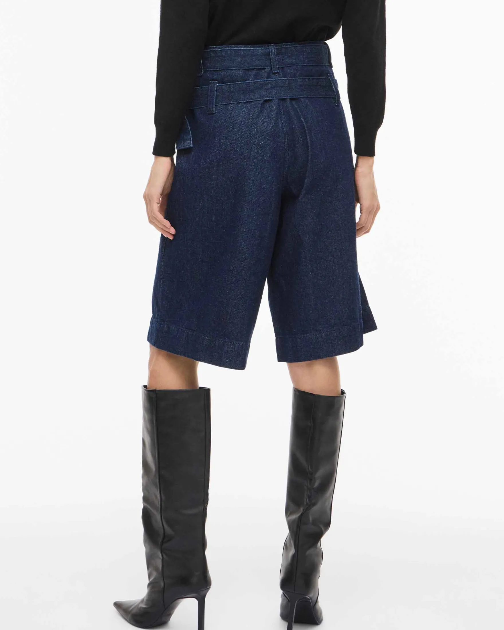 VIADONA BELTED DENIM SHORTS