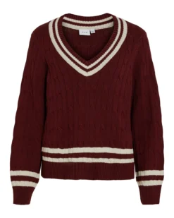 Visena l/s v-neck knit pullove